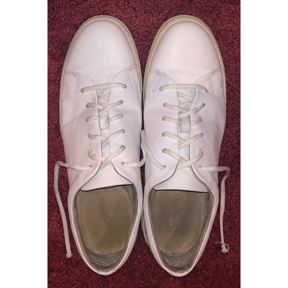 Kenneth Cole Men’s White Leather Tennis Shoes Size 10.5 Pre Owned - Picture 4 of 6